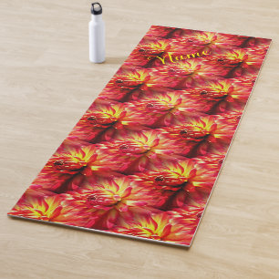 Tapete De Yoga Red Dahlia Flower Nature Personalizado