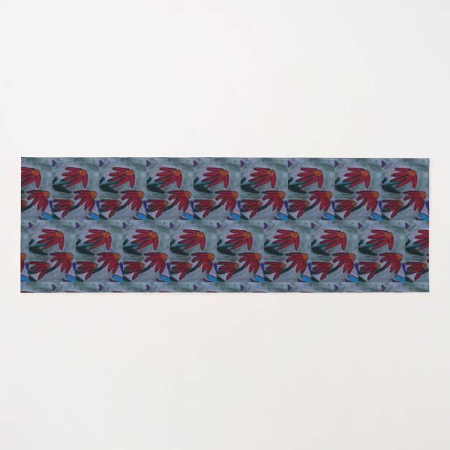 Tapete De Yoga Red Daisies (Frente (Horizontal))