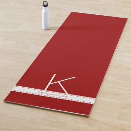 Tapete De Yoga Red Modern Simple Stripe Nome do Monograma