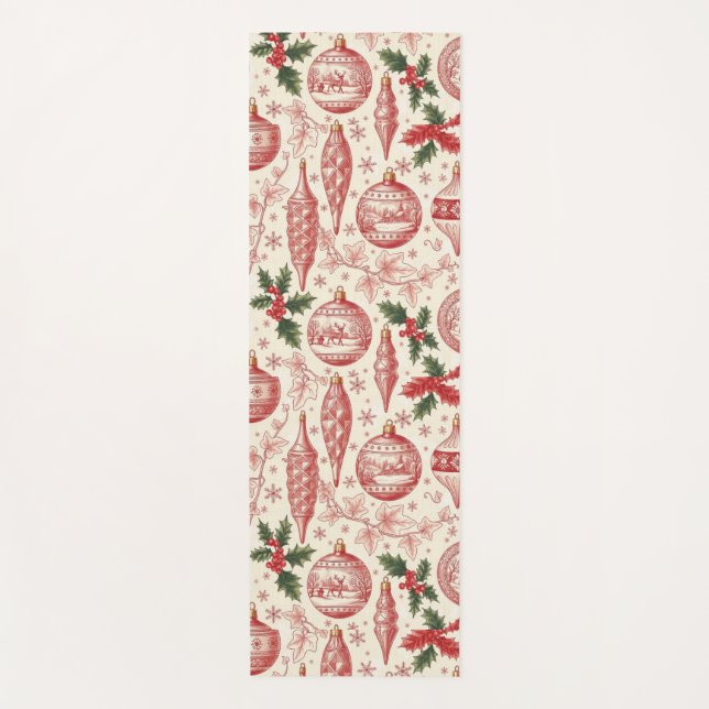 Tapete De Yoga Red Toile Chinoiserie Christmas Ornaments (Frente)