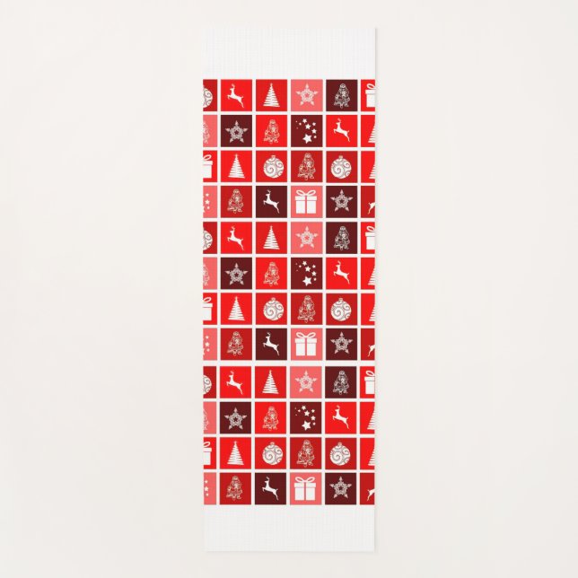 Tapete De Yoga Reindeer de Árvore Fresca de Natal Vermelho (Frente)