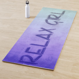 Tapete De Yoga Relaxe Menina Azul Rústica Verde