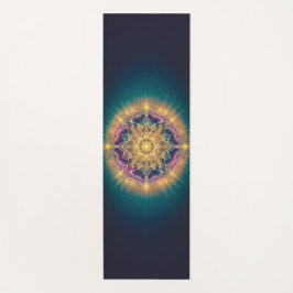 Tapete De Yoga Resplendor do Mandala Dourado em Azul Turquesa – S
