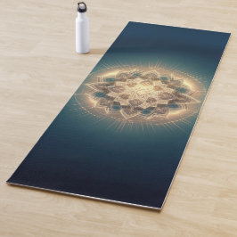 Tapete De Yoga Resplendor do Mandala Dourado - Simetria Espiritua