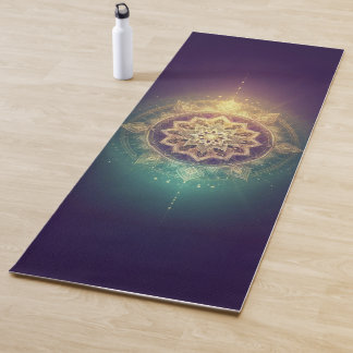 Tapete De Yoga Resplendor Mandala Dourado Roxo
