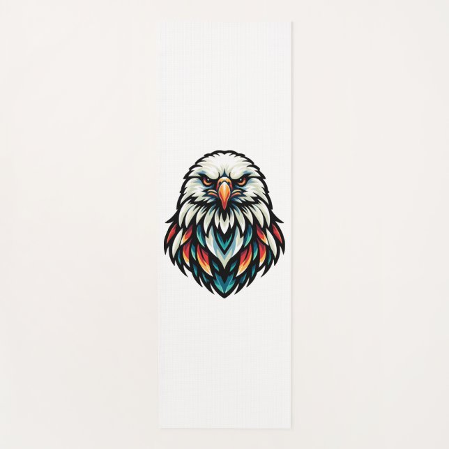 Tapete De Yoga Retrato de Águia abstrato em matizes vívidas (Frente)