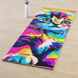 Tapete De Yoga Retrato do Rainbow Kitten