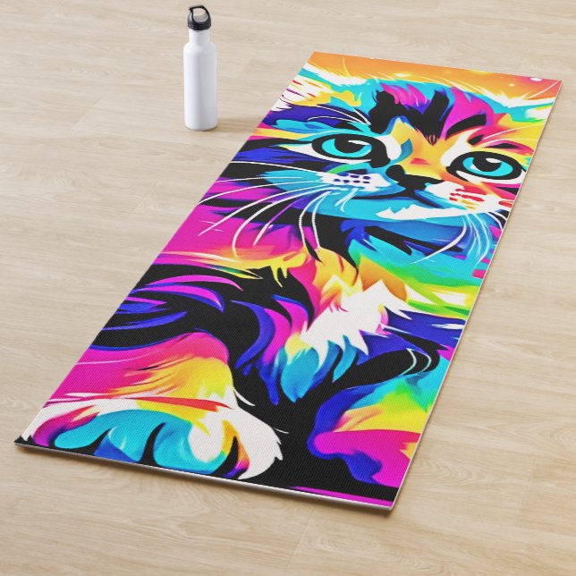 Tapete De Yoga Retrato do Rainbow Kitten (In Situ)