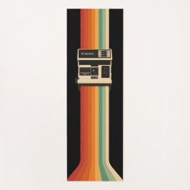 Tapete De Yoga Retro Camera with Rainbow Print