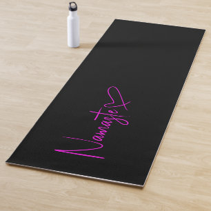 Tapete De Yoga Reversível do Coração do Namaste do Script Negra e