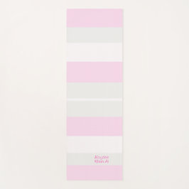 Tapete De Yoga Rhythm Stripes Horizontal Lines Grey Pink White