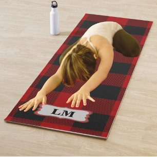 Tapete De Yoga Rob Roy Tartan Red Black Xadrez Monogramas Iniciai