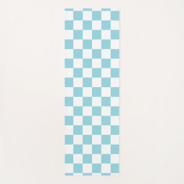 Tapete De Yoga Robin Egg Blue com padrão quadrado branco