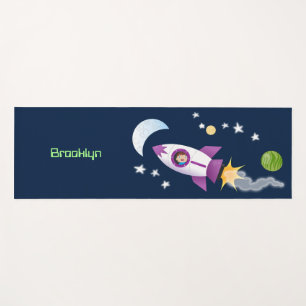 Tapete De Yoga Rockets em ilustração de desenhos animados espac