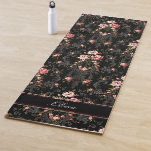 Tapete De Yoga Rococo Floral-Negro Personalizado