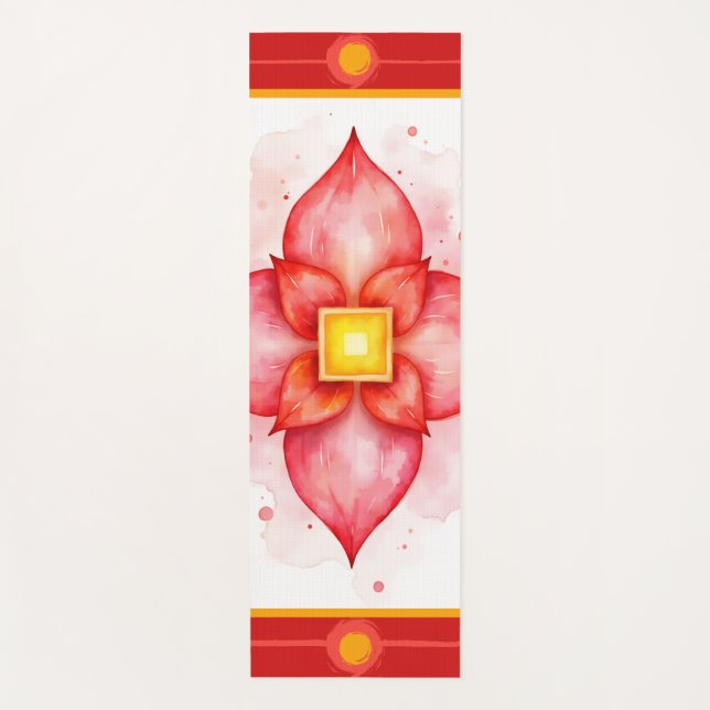 Tapete De Yoga Root Chakra | Red Lotus for Grounding Yoga Mat (Frente)