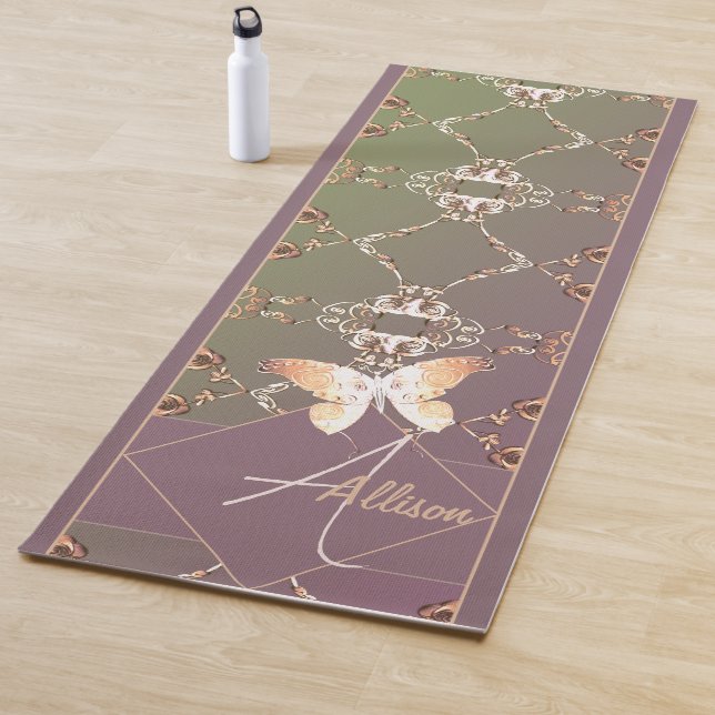 Tapete De Yoga Rosa Butterfly Monograma Yoga Mat (In Situ)
