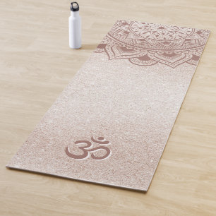 Tapete De Yoga Rosa Chic Dourado Mandala Om Pessoal