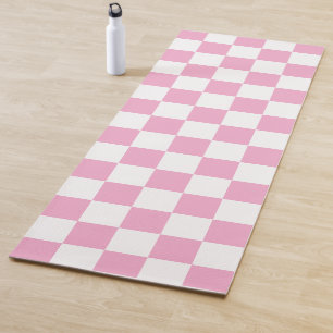 Tapete De Yoga Rosa Chiclete Xadrez Retro