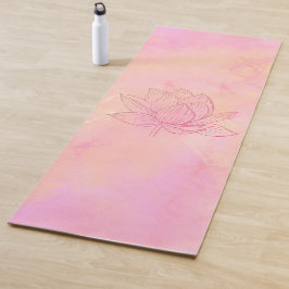 Tapete De Yoga Rosa claro de Ilustração de Flor de Lotus Elegante
