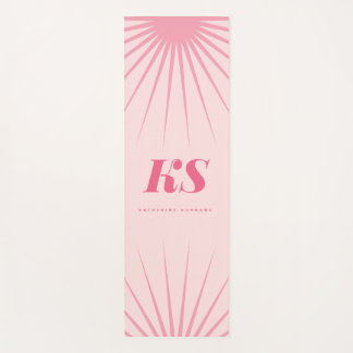 Tapete de Yoga Rosa com Iniciais Personalizadas