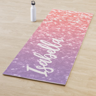 Tapete De Yoga Rosa cor-de-rosa faíscas roxas brilha seu nome