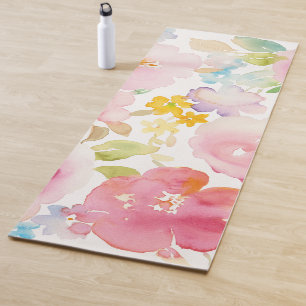 Tapete De Yoga Rosa da aguarela dos plenos Verões   floral