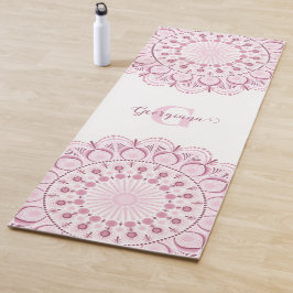Tapete De Yoga Rosa de Confetti Personalizado Dot de Lace Mandala