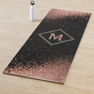 Tapete De Yoga Rosa de Monograma - Fragmento Dourado