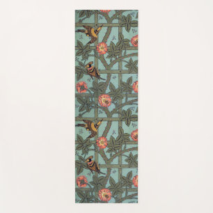 Tapete De Yoga Rosa de subida e Pássaro pequeno, William Morris