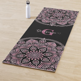 Tapete De Yoga Rosa Dot Mandala Monogramas