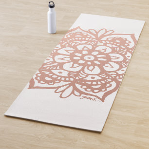 Tapete De Yoga Rosa Dourado Mandala