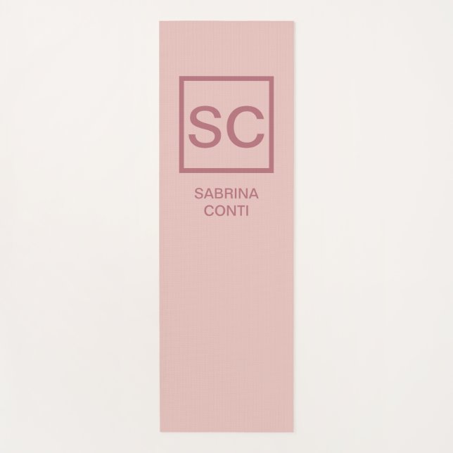 Tapete De Yoga Rosa dourado nome monograma simples profissional (Frente)