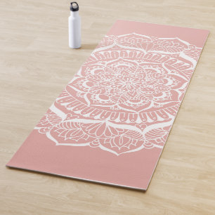 Tapete De Yoga Rosa Elegante de Boho Dourado Mandala