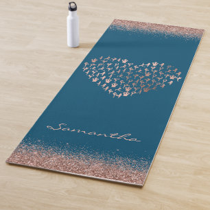 Tapete De Yoga Rosa personalizado Dourado Coração Possui Mães Nam