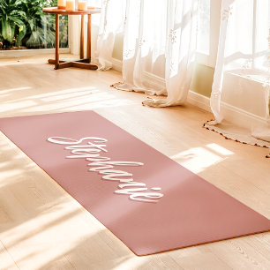 Tapete De Yoga Rosa Poeira Personalizado Simples