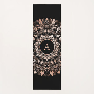 Tapete De Yoga Rosa Preto Mandala Monograma Yoga Mat