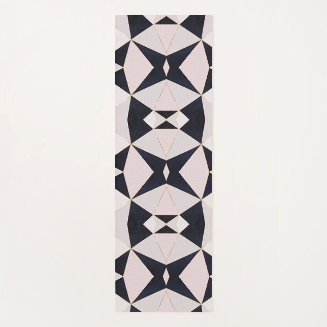 Tapete De Yoga Rosa Rosa Preta Rosa Dourada Caleidoscópio Geométr (Frente)