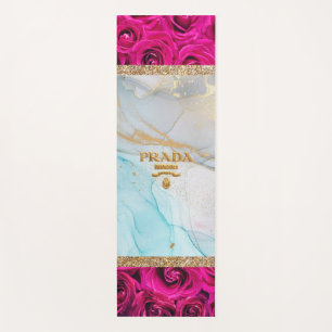 Tapete De Yoga Rosas Azuis Marble Glitter Yoga Mat