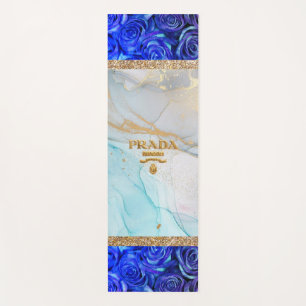 Tapete De Yoga Rosas Azuis Marble Glitter Yoga Mat