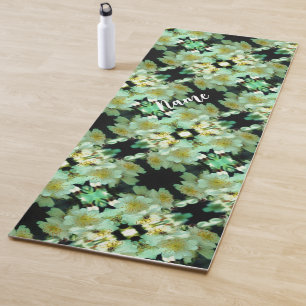Tapete De Yoga Rosas Brancos Selvagens Personalizadas