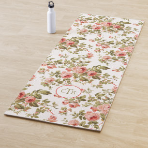 Tapete De Yoga Rosas Cinzas Rosa Cinzentas, com Monograma