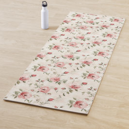 Tapete De Yoga Rosas Cor-de-Rosa Floral