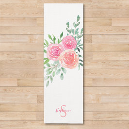 Tapete De Yoga Rosas Cor-de-Rosa Personalizadas