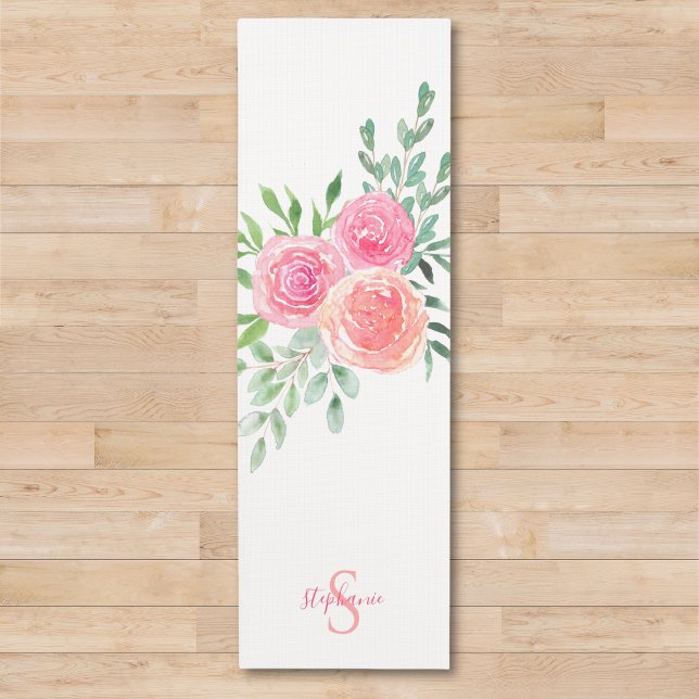 Tapete De Yoga Rosas Cor-de-Rosa Personalizadas (Criador carregado)