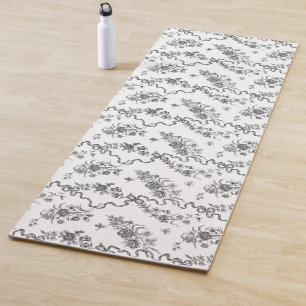 Tapete De Yoga Rosas e fitas gravadas em Vintage Elegante