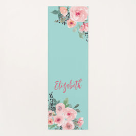 Tapete De Yoga Rosas Florais Rosa Personalizadas