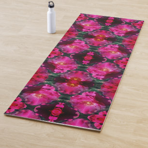 Tapete De Yoga Rosas Rosa Abstrato Arte Floral