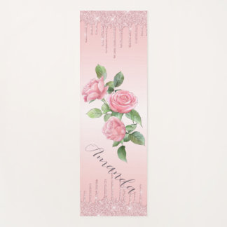 Tapete De Yoga Rosas Rosa, Fundo Rosa e Brilho Rosa