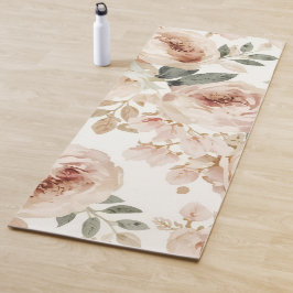 Tapete De Yoga Rosas Rosa Suave Impressão Floral Aquarela Botânic